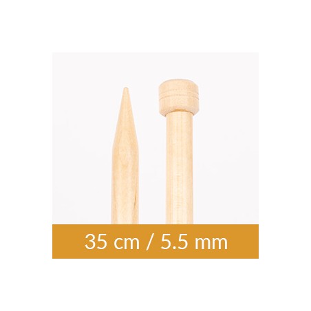 AIGUILLES DROITES 5.5 mm Bouleau 35cm