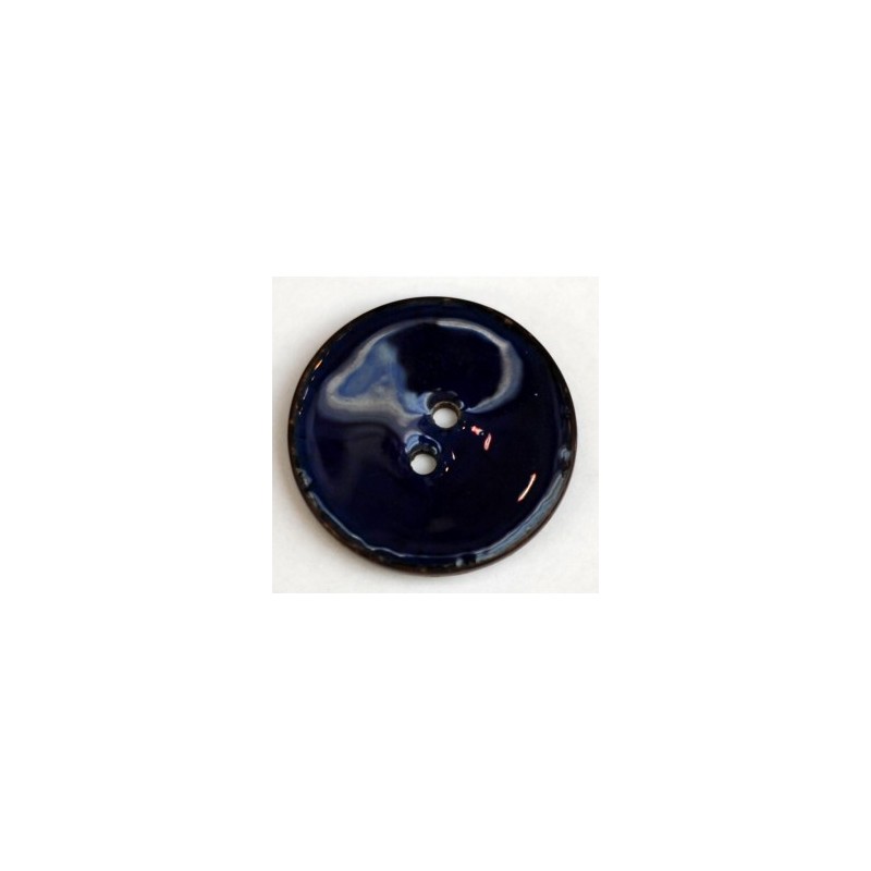 Bouton Coco Emaillé Bleu 37 mm