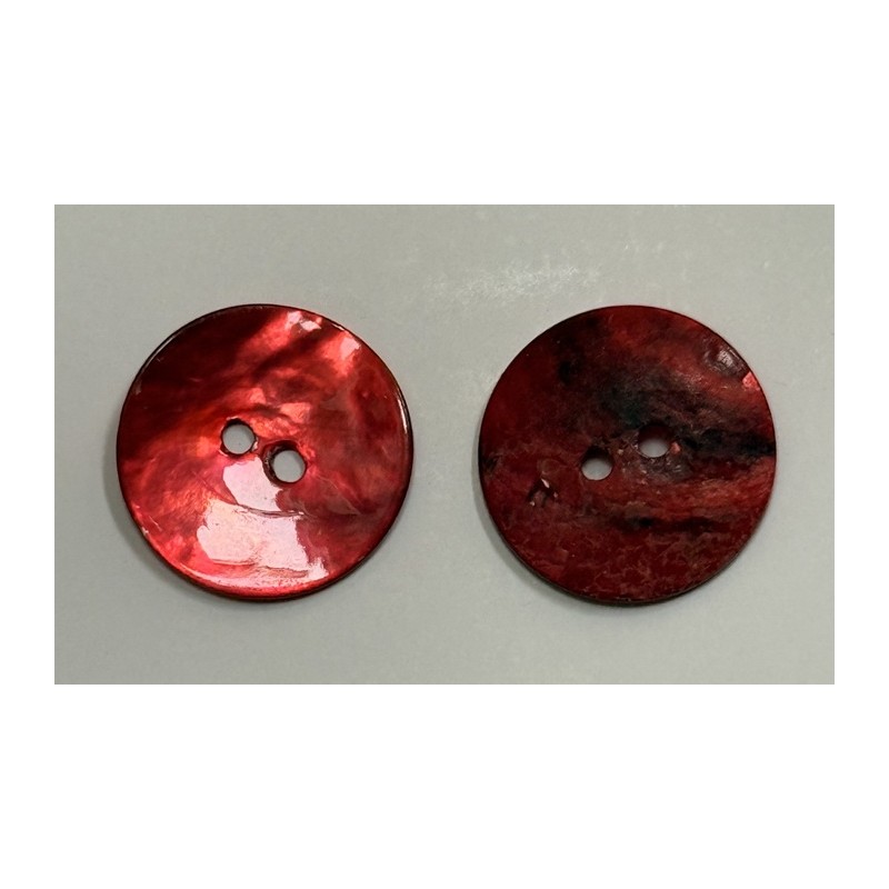Bouton Nacre Rouge Brillant 23 mm