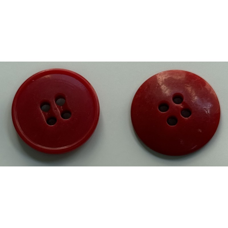 Bouton Rouge Brillant 4 trous 20 mm