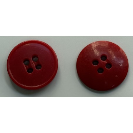 Bouton Rouge Brillant 4 trous 20 mm