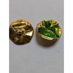 Bouton Fleur Or/Verte 16 mm