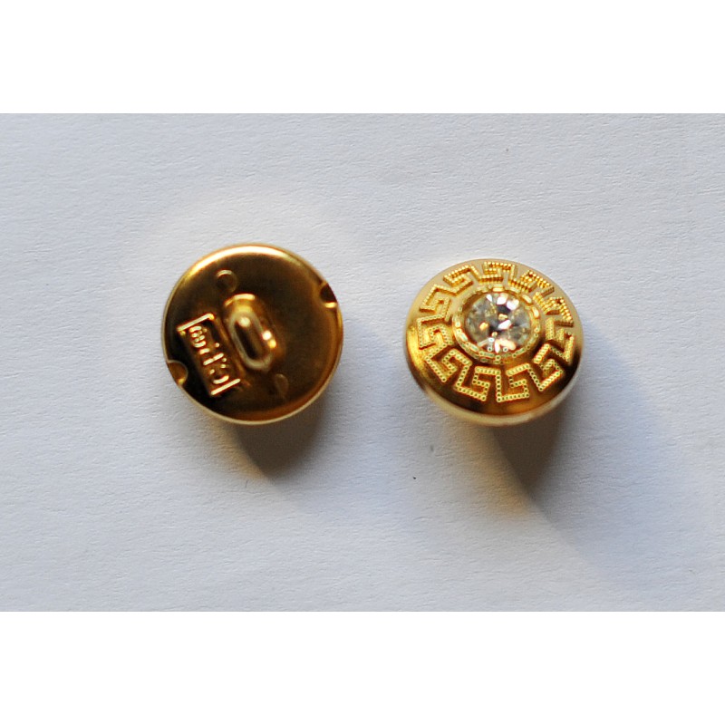 Bouton Serti doré Brillant 15 mm