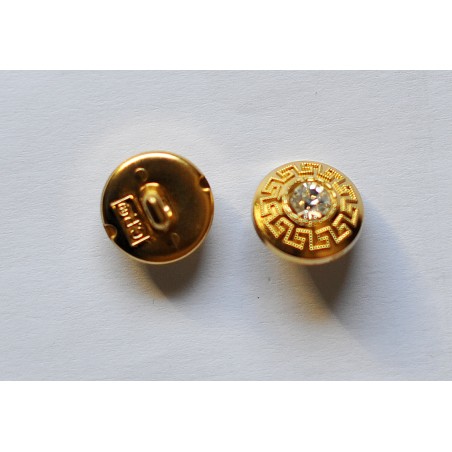 Bouton Serti doré Brillant 15 mm